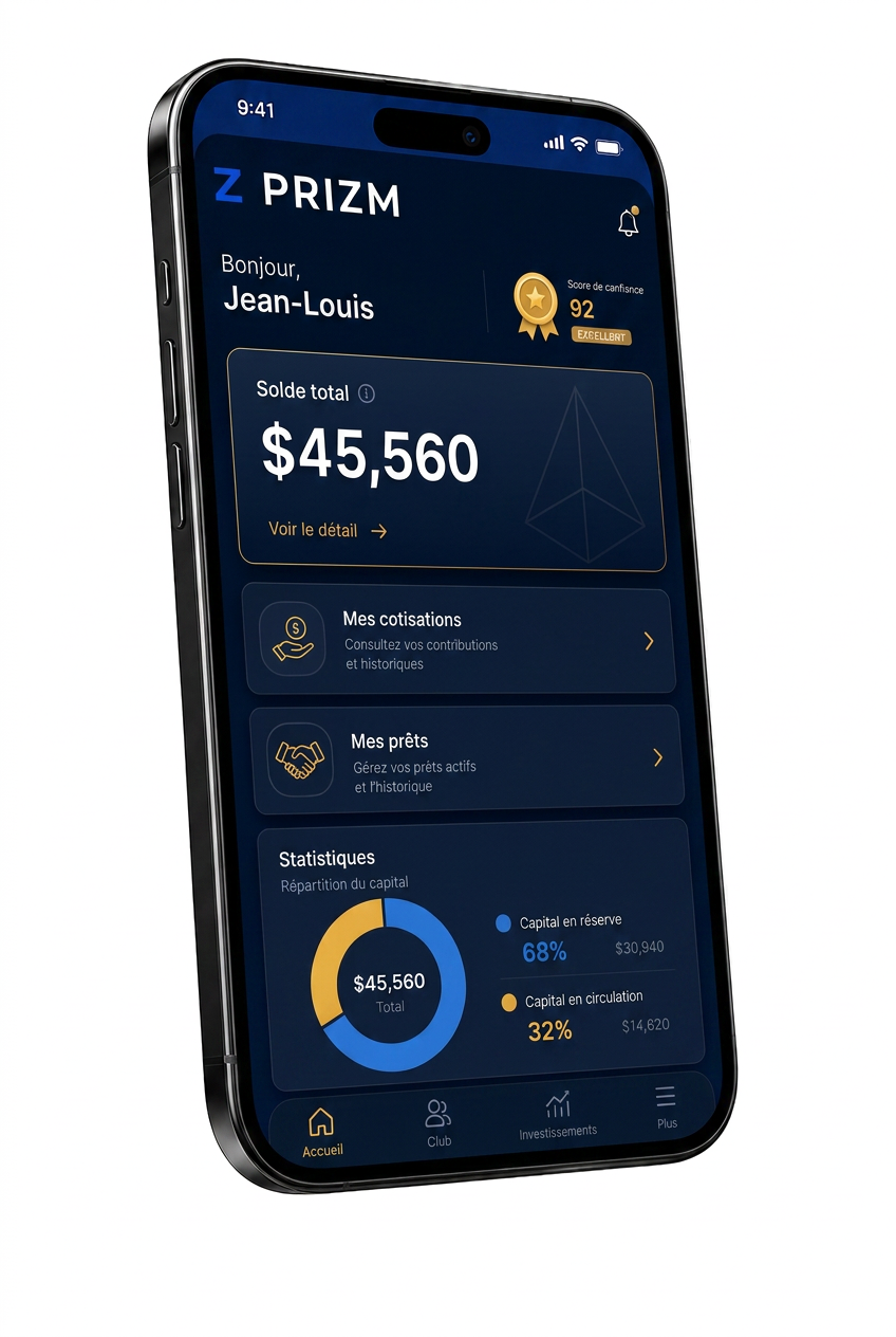 Aperçu de l'application Prizm sur mobile